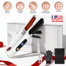 Cordless Hair Straightener Brush 2-in-1 Ceramic Flat Iron