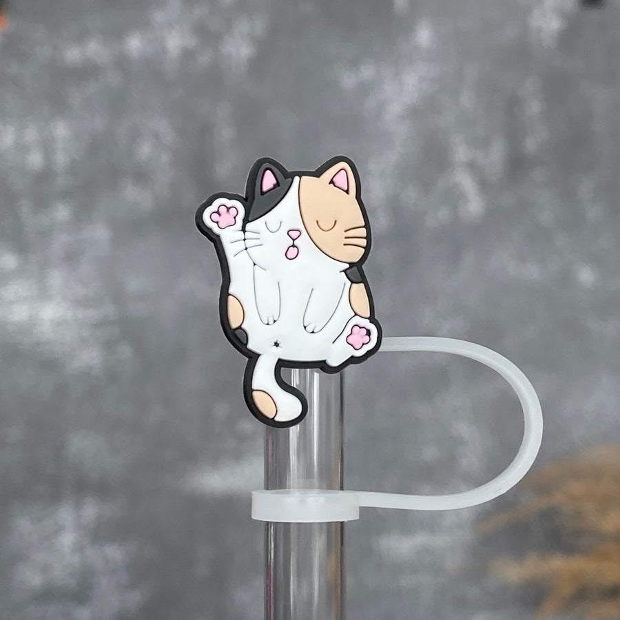 Cat Butt Straw Topper- Black White Brown
