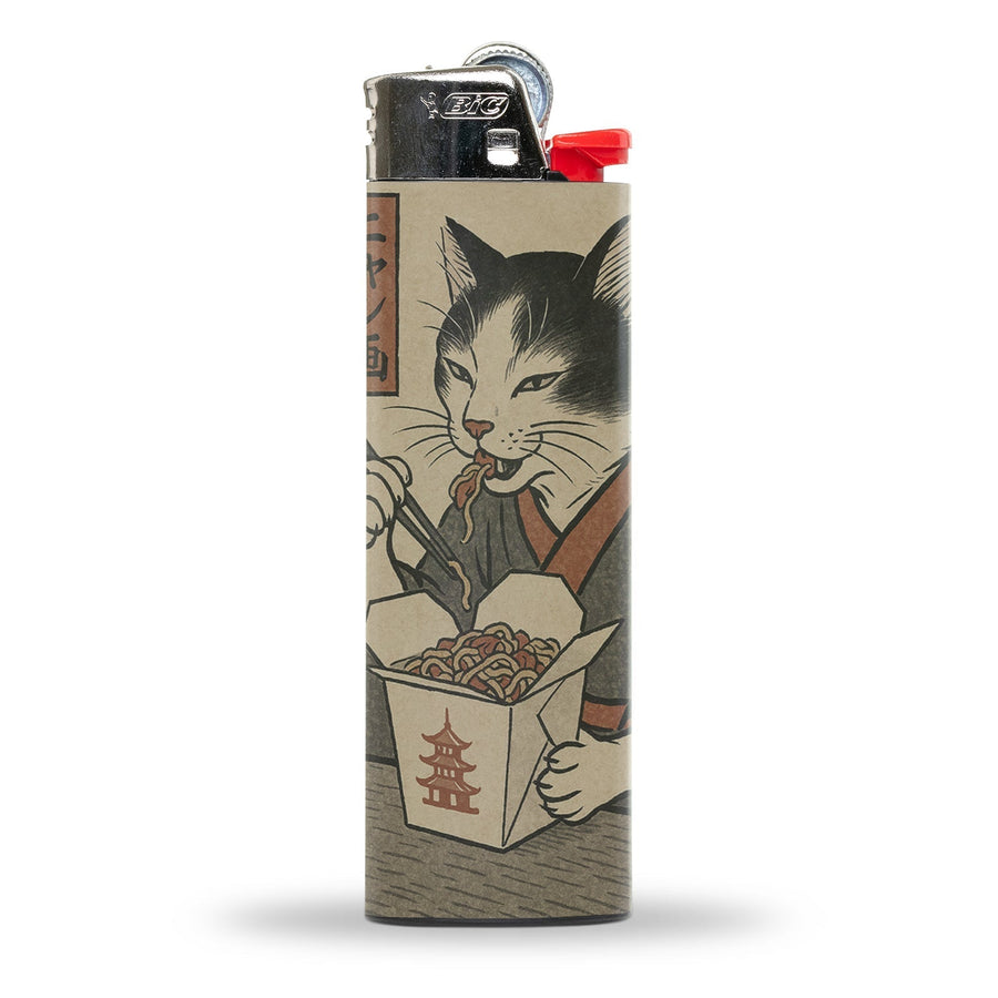Cat with Takeout Japanese Ukiyo-e Style Lighter