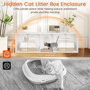 Cat Litter Box Enclosure for 2 Cats with Double Rooms and Sisal Scratching Mat-White