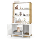 Cat Litter Box Enclosure with Storage and 3-tier Shelves-White