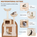 48 Inch Cattail Cat Tower with Sisal Scratching Posts Perch and Condo-Beige