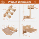 Cat Wall Furniture Set of 4 with Hammock 2-step Cat Tree and Perch-Natural