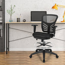 Mesh Drafting Chair Office Chair with Adjustable Armrests and Foot-Ring-Black