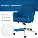 Velvet Accent Office Armchair with Adjustable Swivel and Removable Cushion