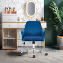 Velvet Accent Office Armchair with Adjustable Swivel and Removable Cushion