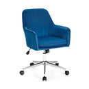 Velvet Accent Office Armchair with Adjustable Swivel and Removable Cushion