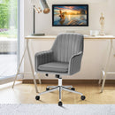 Velvet Accent Office Armchair with Adjustable Swivel and Removable Cushion