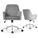 Velvet Accent Office Armchair with Adjustable Swivel and Removable Cushion