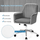 Velvet Accent Office Armchair with Adjustable Swivel and Removable Cushion