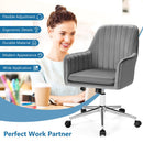 Velvet Accent Office Armchair with Adjustable Swivel and Removable Cushion