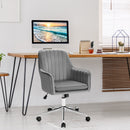 Velvet Accent Office Armchair with Adjustable Swivel and Removable Cushion