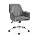 Velvet Accent Office Armchair with Adjustable Swivel and Removable Cushion