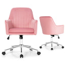 Velvet Accent Office Armchair with Adjustable Swivel and Removable Cushion