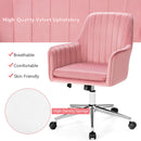 Velvet Accent Office Armchair with Adjustable Swivel and Removable Cushion