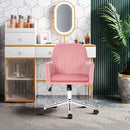 Velvet Accent Office Armchair with Adjustable Swivel and Removable Cushion