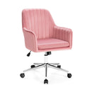 Velvet Accent Office Armchair with Adjustable Swivel and Removable Cushion