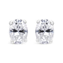 14K White Gold 1.00 Cttw Lab Grown Oval Solitaire Diamond Stud Earrings (F-G Color, VS2-SI1 Clarity)