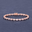 8.95 Carat Genuine Morganite and White Diamond 14K Rose Gold Bracelet