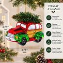 Car Carrying Tree Glass Christmas Ornament