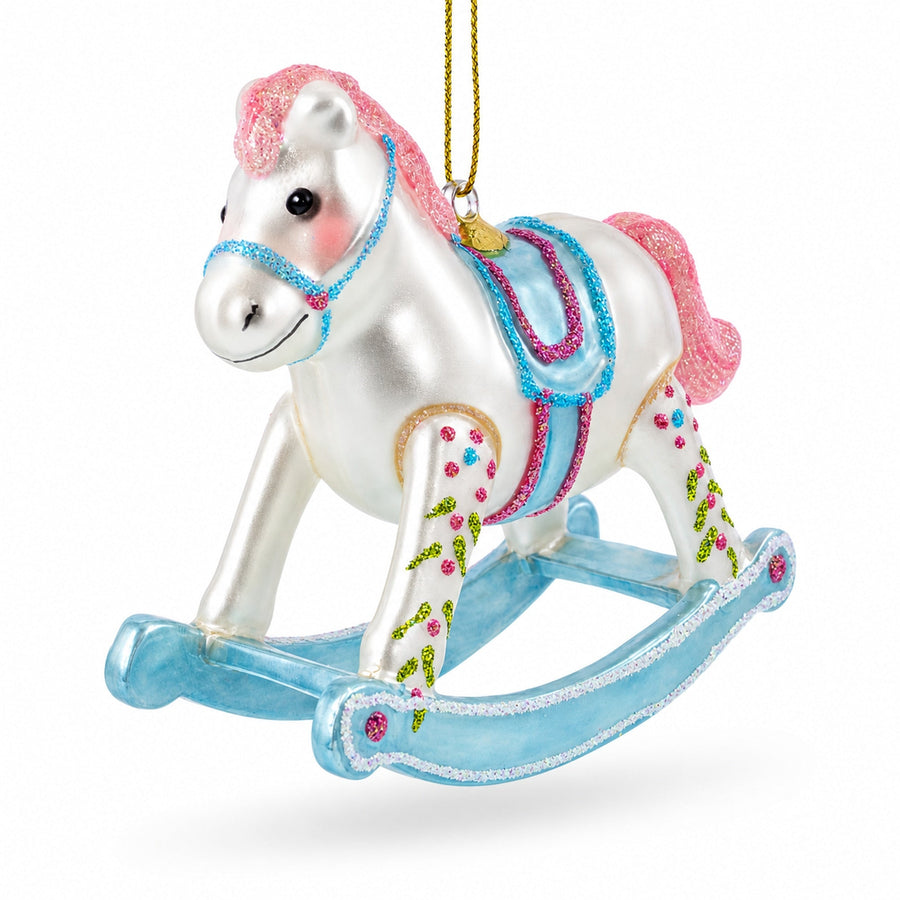 Baby’s First Rocking Horse Glass Christmas Ornament