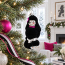 Black Poodle Dog with Faux Fur Glass Christmas Ornament
