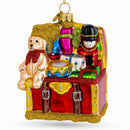 Teddy Bear, Nutcracker, and Gift Chest Glass Christmas Ornament
