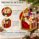 Teddy Bear, Nutcracker, and Gift Chest Glass Christmas Ornament