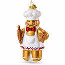 Baking Gingerbread Man Glass Christmas Ornament