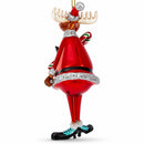 Chubby Moose Glass Christmas Ornament