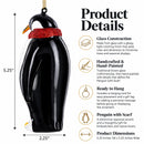 Penguin with Scarf Glass Christmas Ornament