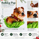 Bulldog Pup Glass Christmas Ornament