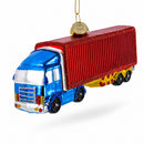 Truck with Dry Van Glass Christmas Ornament