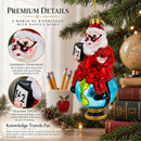 Teacher Santa on World Globe Glass Christmas Ornament