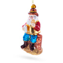 Cowboy Santa with Drink and Drumstick Glass Christmas Ornament