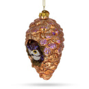 Wise Owl Nestled in Pine Cone Blown Glass Christmas Ornament