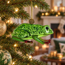 Green Frog Glass Christmas Ornament