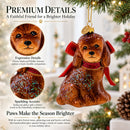 Glittery Spaniel Dog Glass Christmas Ornament