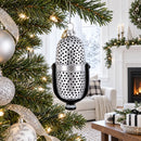 Silver Microphone Glass Christmas Ornament