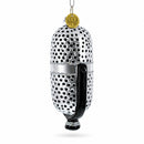 Silver Microphone Glass Christmas Ornament