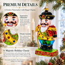 New Year Festive Nutcracker Glass Christmas Ornament