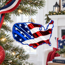 United States Flag on Map Glass Christmas Ornament