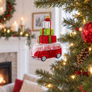 Hippie's Retro Bus Glass Christmas Ornament
