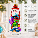 Tropical Diver Santa on the Beach Glass Christmas Ornament