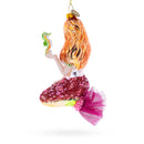 Mermaid with Seahorse Glass Christmas Ornament