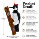 Woodpecker Perched on a Branch Glass Christmas Ornament