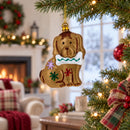 Gingerbread Dog with Bone Glass Christmas Ornament