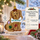 Gingerbread Dog with Bone Glass Christmas Ornament