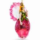 Enchanting Fairy in a Rose Dress Glass Christmas Ornament