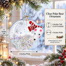 Clear Polar Bear Glass Christmas Ornament